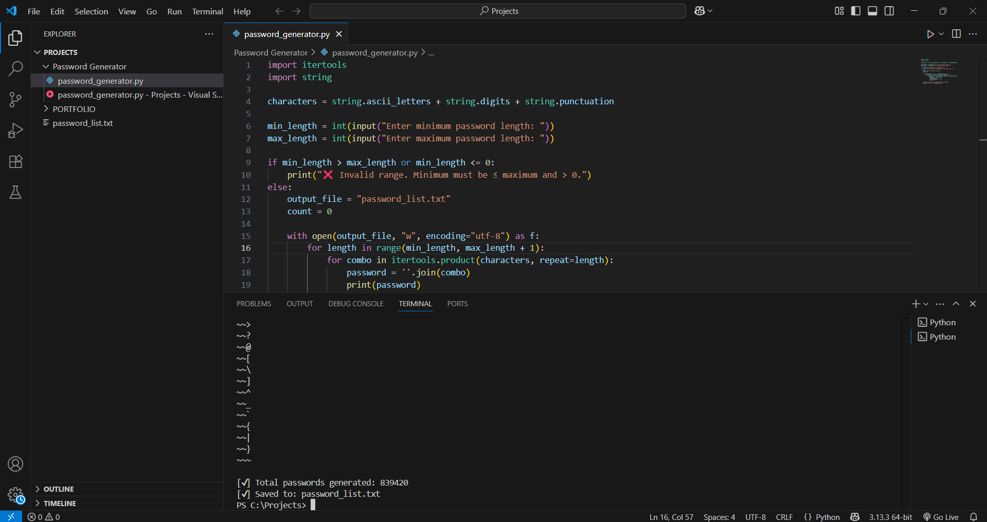 Brute Force Password Generator